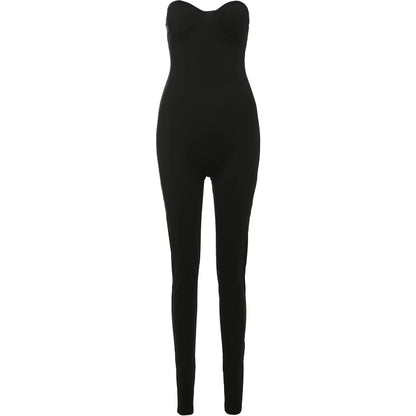 Weird Puss Backless Jumpsuit Women 2025 Summer Trend Sleeveless Skinny Fitness Tight Streetwear Casual Stretch Workout Overalls D4