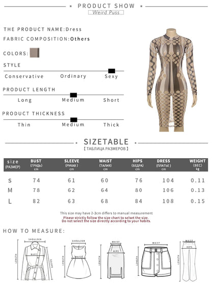 Weird Puss Y2K Hollow Sexy Dress Women Midnight Coquette Rave Party Colorful Stripe Thin Tight Elastic Full Sleeve Maxi Bodycon