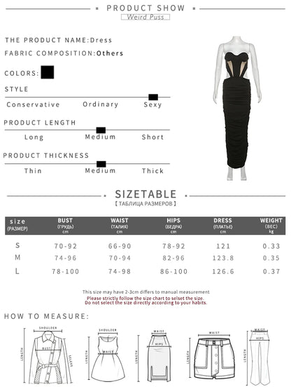 Weird Puss Irregular Sexy Dress Women Chest Wrap Backless Waistless Pleats Hight Street Skinny Stretch Hipster Chic Long Bodycon %