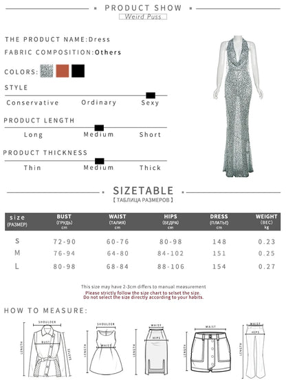 Weird Puss Sequins Sexy Party Dress Women See Through Backless Glitter Swinging Collar Skinny Banquet Birthday Elegant Vestidos