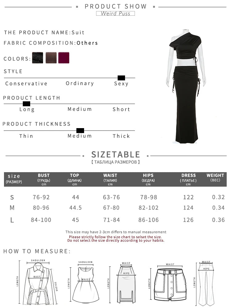 Weird Puss Skew Collar Elegant Women 2 Piece Set Stretch 2024 Summer Short Sleeve Crop Tops+Bandage Maxi Skirts Matching Outfits