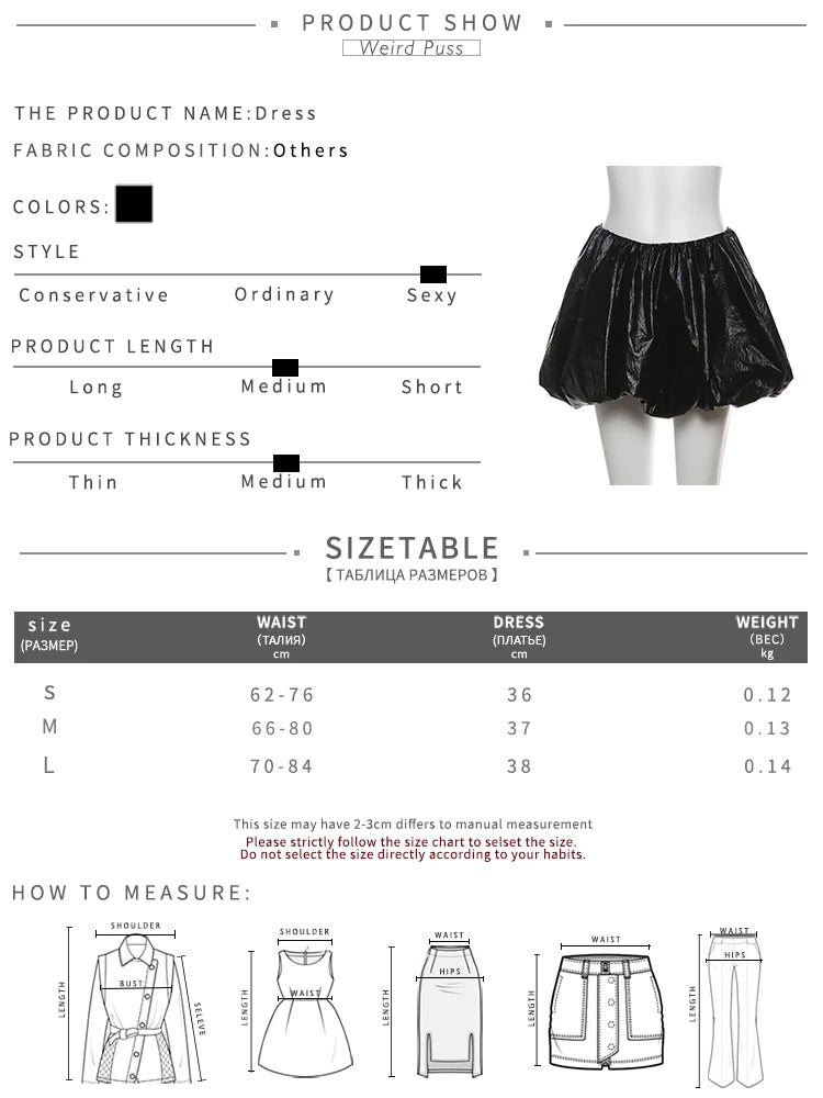 Weird Puss Shiny Women 2 Piece Set Luxury Hipster Cinched Waist Crop Tops+Puffy Skirt Matching Clubwear Skinny Fall Fashion Suit