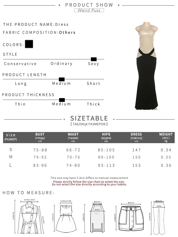 Weird Puss Sexy Women Dress Chic Sequins See Through Patchwork Coquette Sleeveless Birthday Midnight Party Hipster Slim Vestidos %