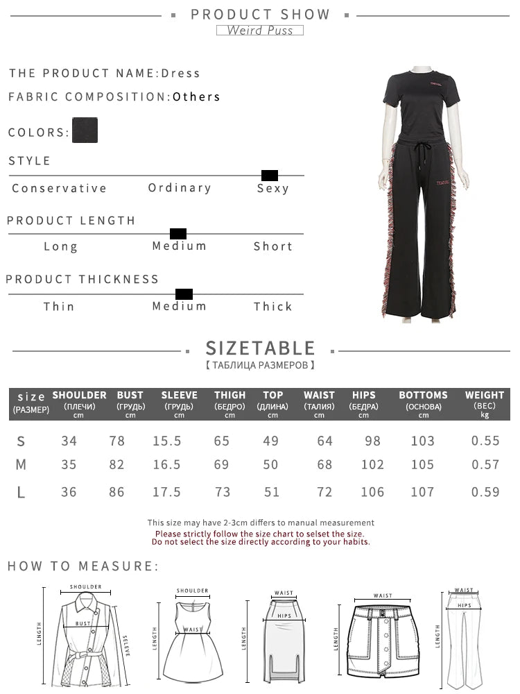 Girls Of Fashion Casual Sporty 2 Piece Set Women Letter Embroidery Crop Tops+Side Tassel Straight Pants Matching Streetwear Tracksuits  //