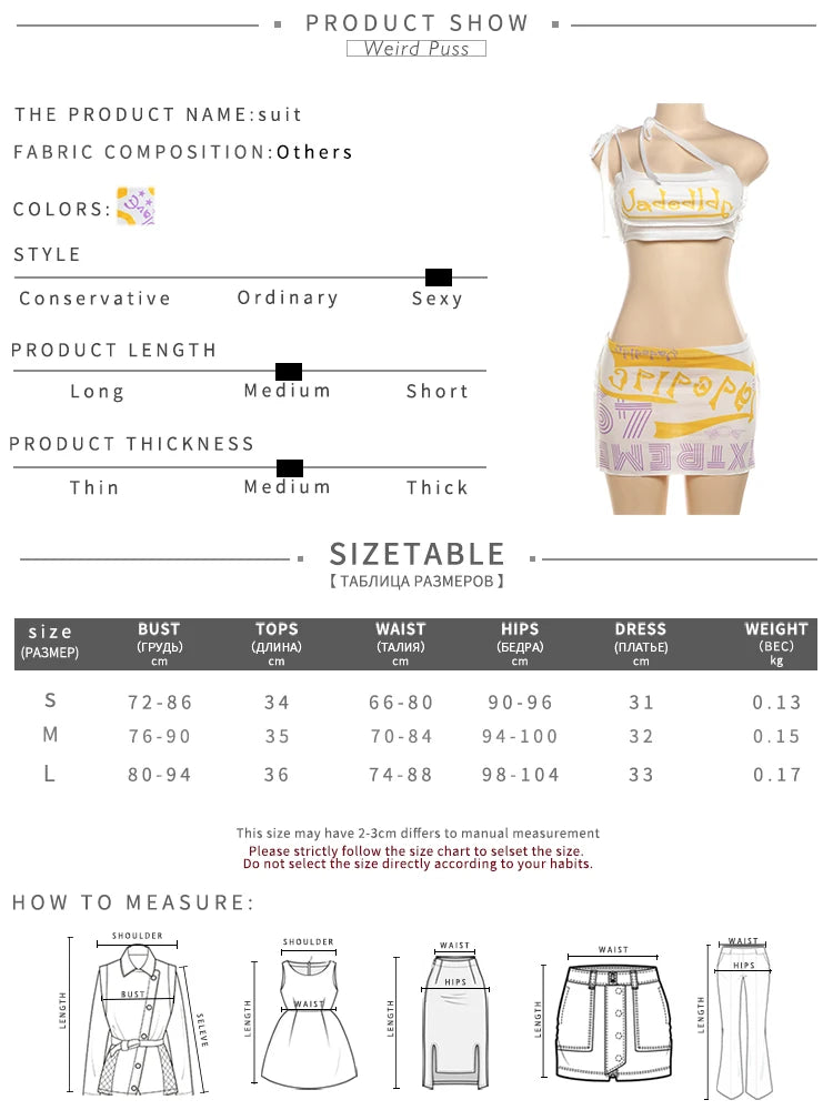 Girls Of Fashion Letter Print Women 2 Piece Set Y2K Summer Trend Thin Bandage Camisole+Peach Hip Skirts Stretch Matching Slim Outfits