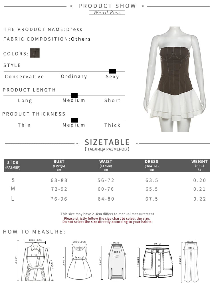 Weird Puss Y2K Elegant 2 Piece Set Women Solid Cardigan Crop Coat+Slash Neck Contrast Patchwork Tierred Dress Trend Street Suit