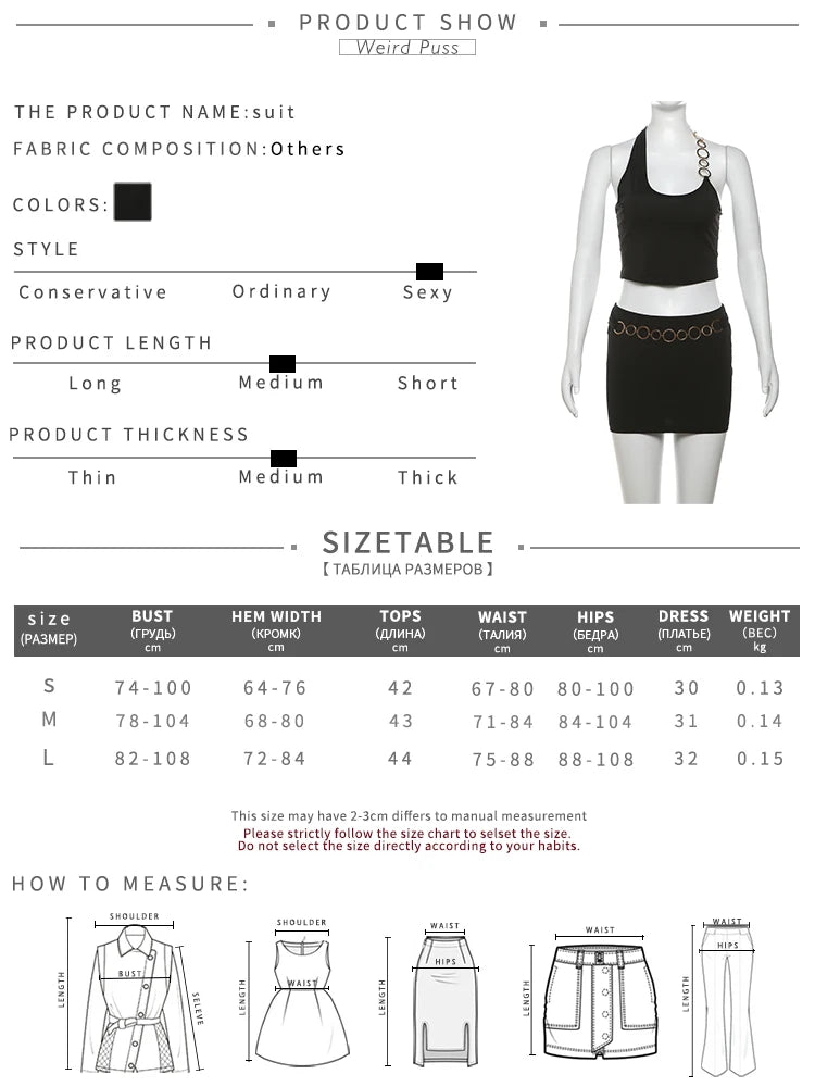 Girls Of Fashion Metal Buckle 2 Piece Set Women Summer Halter Irregular Tank Tops+Skirts Skinny Solid Midnight Party Matching Suits