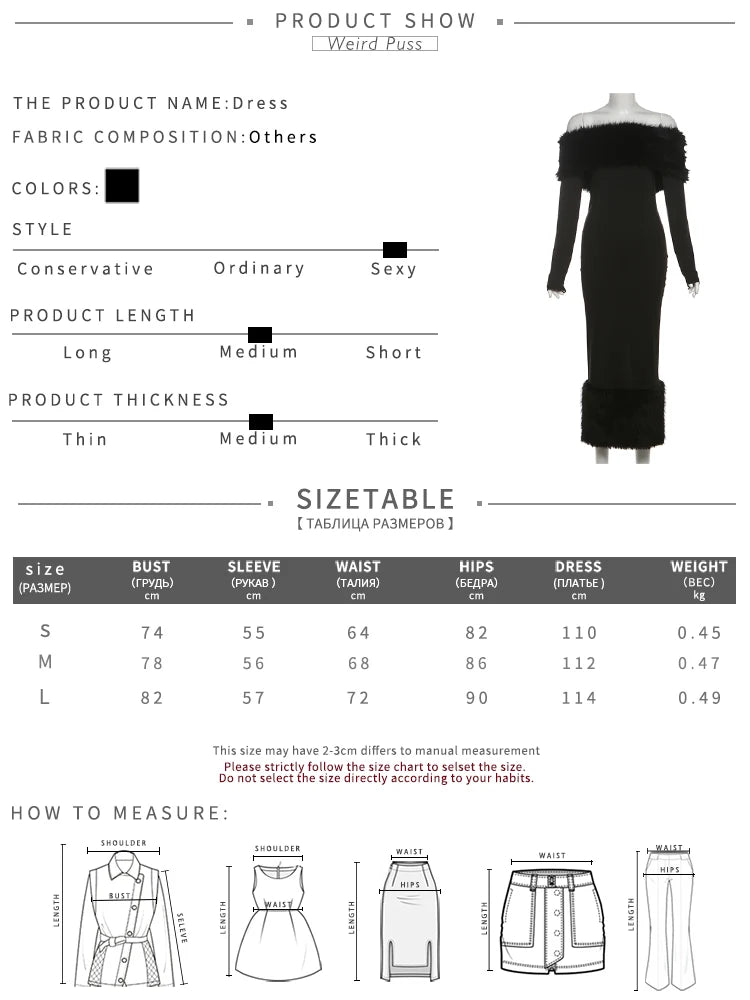 Weird Puss Fluff Patchwork Dress Women Classic Slash Neck Backless Full Sleeve Slits Robe Elegant Prom Party Stretch Vestidos %