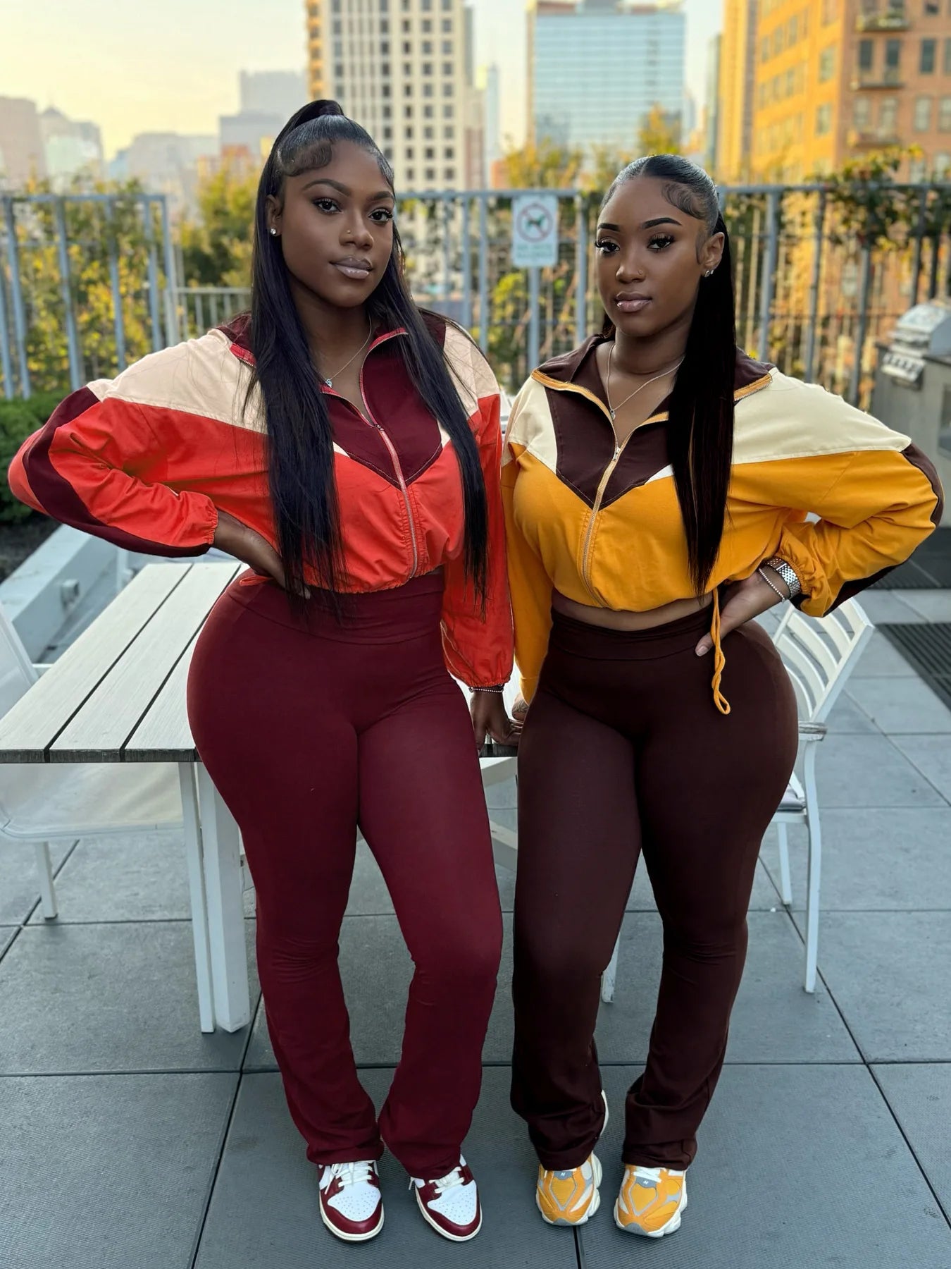 Weird Puss Casual 2 Piece Set Women Tracksuit Sporty Patchwork Zip Crop Jacket+High-Waist Leggings Matching Street Activity Suit