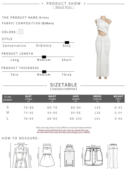 Weird Puss Pleats Backless Dress Women Irregular Diagonal Collar Hollow Stretch Tassel Trend Sexy Vacation Party Long Bodycon